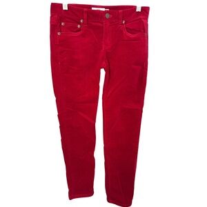 Women Vineyard Vines Velvet 7.5" Rise Pants‎ Skinny Stretch Zip/ Button 5 Pocket